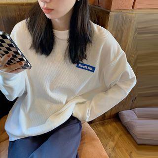 Label Long-sleeve Plain Sweatshirt