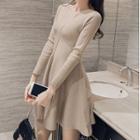 Long-sleeve Zip Knit Mini Dress