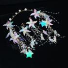 Wedding Set: Faux Pearl Star Headband + Dangle Earring Set Of 2 - Headband & 1 Pair - Dangle Earring - Clip-on Earring - As Shown In Figure - One Size