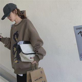 Round-neck Printed Sweatshirt Coffee - One Size
