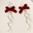Sterling Silver Ribbon Drop Earring 1 Pair - A-518 - Red & Gold - One Size