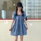 Short-sleeve Denim Mini Smock Dress