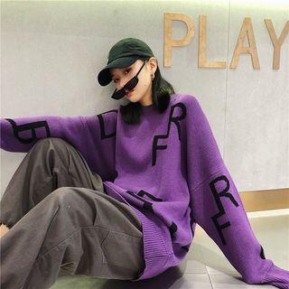 Lettering Sweater Purple - One Size