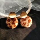 Leopard Print Drop Earring 1 Pair - Leopard Circle Brushed Earrings - One Size