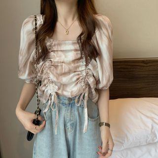 Side-tie Ruched Cropped Top