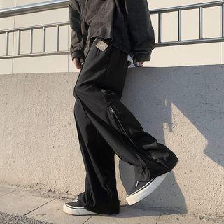 Zip Split Wide Leg Pants