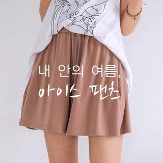 Elastic-waist Flared A-line Mini Skort