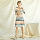 3/4-sleeve Rib-knit Dress