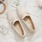 Square-toe Fluffy Lined Flats
