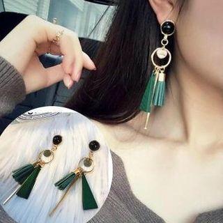 Wooden Triangle Tassel Fringed Earring