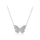 Elegant And Bright Butterfly Cubic Zirconia Necklace Silver - One Size