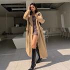 Wide-lapel Double-breasted Long Trench Coat
