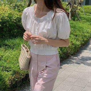 Button-up Crop Blouse