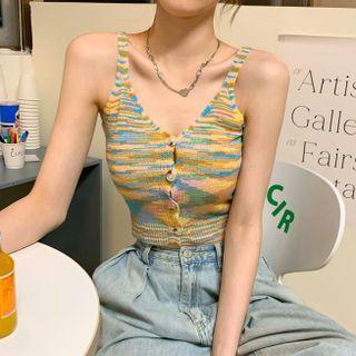 Tie-dyed Button-up Knit Tank Top