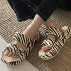 Zebra Print Platform Slide Sandals