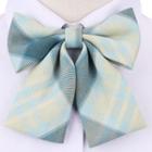 Plaid Ribbon Bow Tie Beige & Blue - One Size