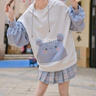 Two-tone Cartoon Bear Hoodie