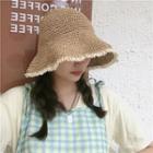 Lace Trim Woven Sun Hat