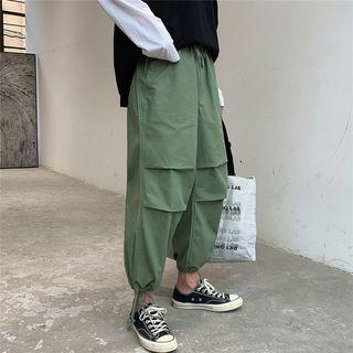 Tie-hem Plain Jogger Pants