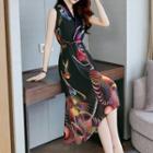 Set: Slipdress + Sleeveless Printed Midi Dress