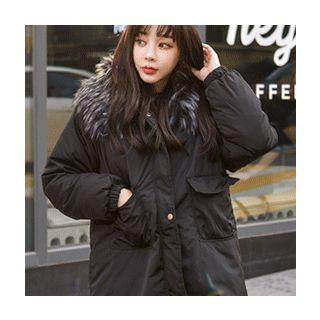 Faux-fur Pocket-detail Padded Jacket