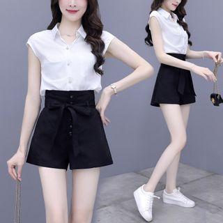 Set: Plain Sleeveless Shirt + Shorts