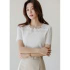 Square-neck Scallop-edge Lace Top