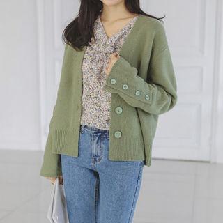 Wide-cuff Wool Blend Buttoned Cardigan