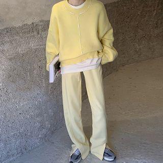 Contrast Lining Sweater / Wide-leg Pants