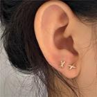 Cross Earring 1 Pair - S925 Silver - Gold - One Size