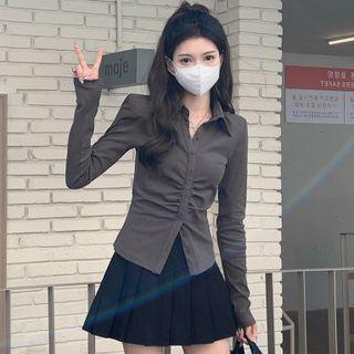 Ruched Shirt / Mini Pleated Skirt
