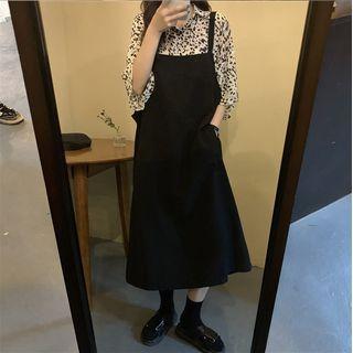 Elbow-sleeve Leopard Print Shirt / Jumper Dress