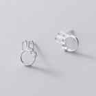 Rabbit Stud Earring 1 Pair - S925 Silver - Silver - One Size