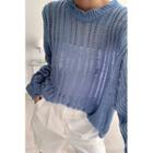 Couple Distressed Ribbed Knit Top