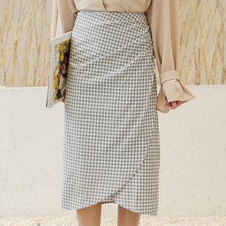 Gingham Straight Fit Midi Skirt