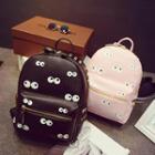 Print Studded Faux Leather Backpack