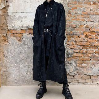 Geometric Print Long Buttoned Jacket