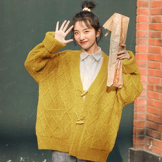 Toggle-front Cable Knit Cardigan