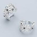 925 Sterling Silver Flower Ring 1 Pair - One Size