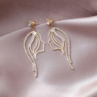Rhinestone Alloy Face Dangle Earring 1 Pair - As Shown In Figure - One Size