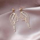 Rhinestone Alloy Face Dangle Earring 1 Pair - As Shown In Figure - One Size