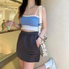 Sleeveless Striped Cropped Top Blue - One Size