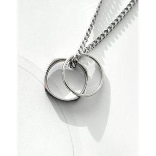 Dual-hoop Pendant Chain Necklace Silver - One Size