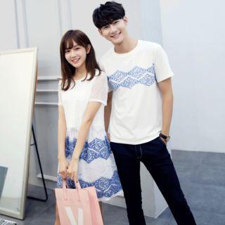 Couple Matching T-shirt / Lace Dress