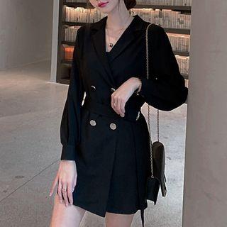 Double Breasted Long-sleeve Chiffon Dress