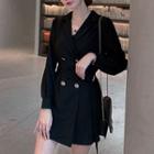 Double Breasted Long-sleeve Chiffon Dress