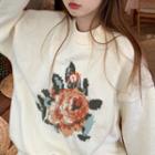 Floral Sweater Milky White - One Size