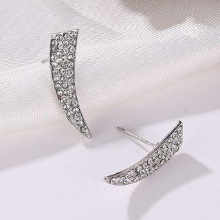 Rhinestone Earring 01 - 6483 - Silver - One Size