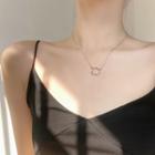 Faux Pearl Alloy Hoop Pendant Necklace 1 Pc - Geometry Necklace - Gold - One Size