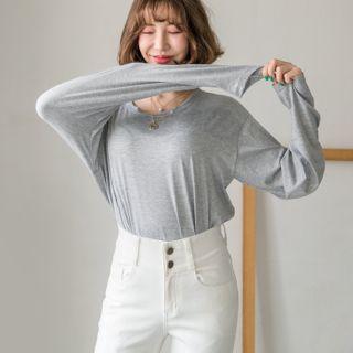 Tall Size Long-sleeve Plain T-shirt In 2 Designs